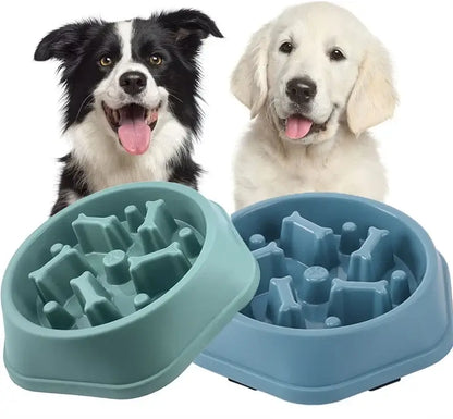 slow feeder dog bowl anti-choking puzzle pet bowl in GN and blue for small to medium dogs with anti-slip base