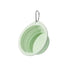 Green collapsible travel dog bowl, silicone foldable rounded pet bowl with carabiner for portable water and food feeding