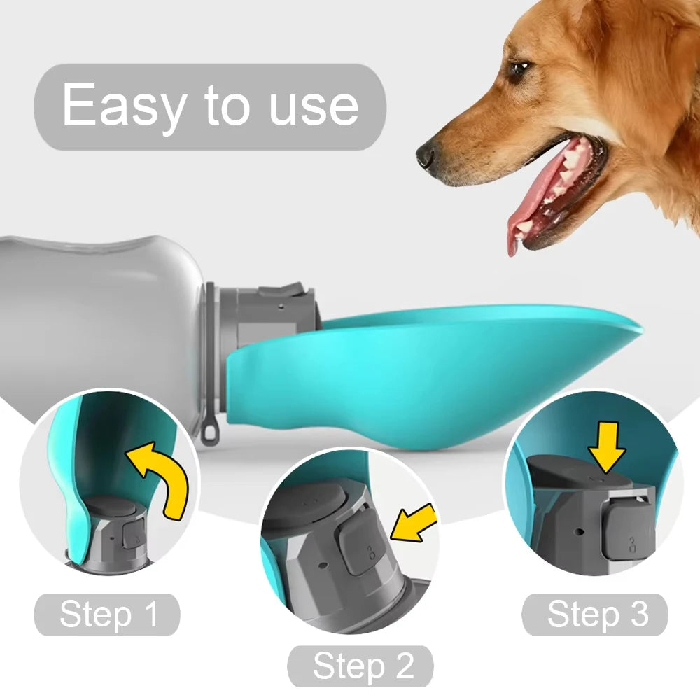 Easy to use portable dog water bottle with foldable bowl for outdoor travel, leakproof design for dogs and cats