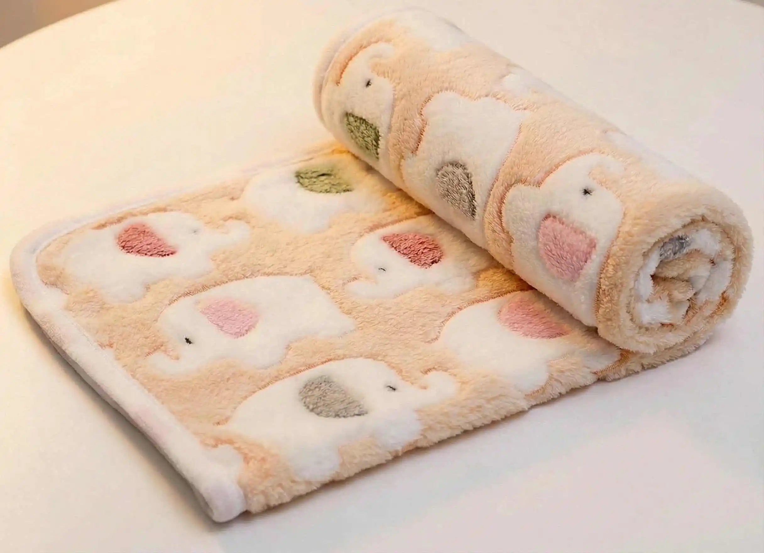 soft dog blanket plush reversible elephant pet bed mat for dogs and cats, cozy 4-season portable cover