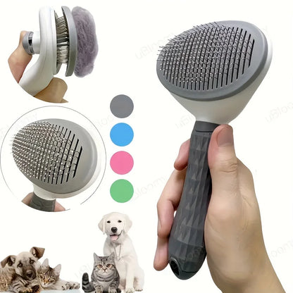 self-cleaning pet hair removal brush for dogs and cats, one-click slicker comb with automatic hair release