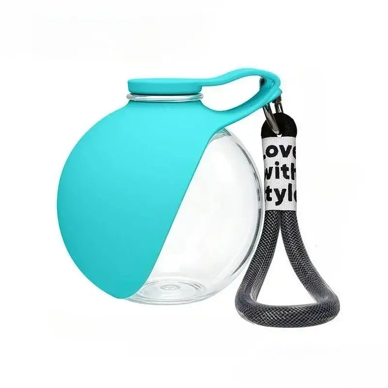 portable dog water bottle transparent blue 285ML PETG dog drink dispenser for small dogs outdoor travel