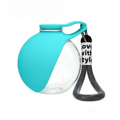 portable dog water bottle transparent blue 285ML PETG dog drink dispenser for small dogs outdoor travel