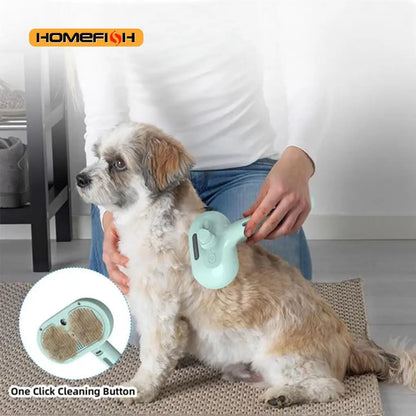 steam dog grooming brush for dogs, one-click cleaning steam brush reducing shedding and static
