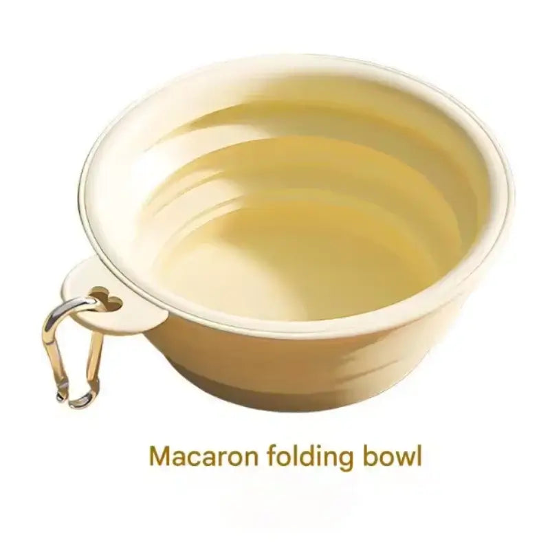 collapsible pet travel bowl for dogs and cats, 350ml silicone folding dish with carabiner for portable feeding