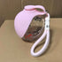 portable dog water bottle pink leak-proof spherical pet drinking fountain with lanyard for travel