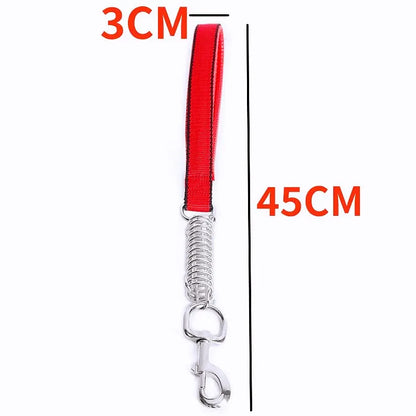 Red 45cm durable dog leash for large dogs with 3cm padded nylon rope and spring metal clip, chew proof pet chain