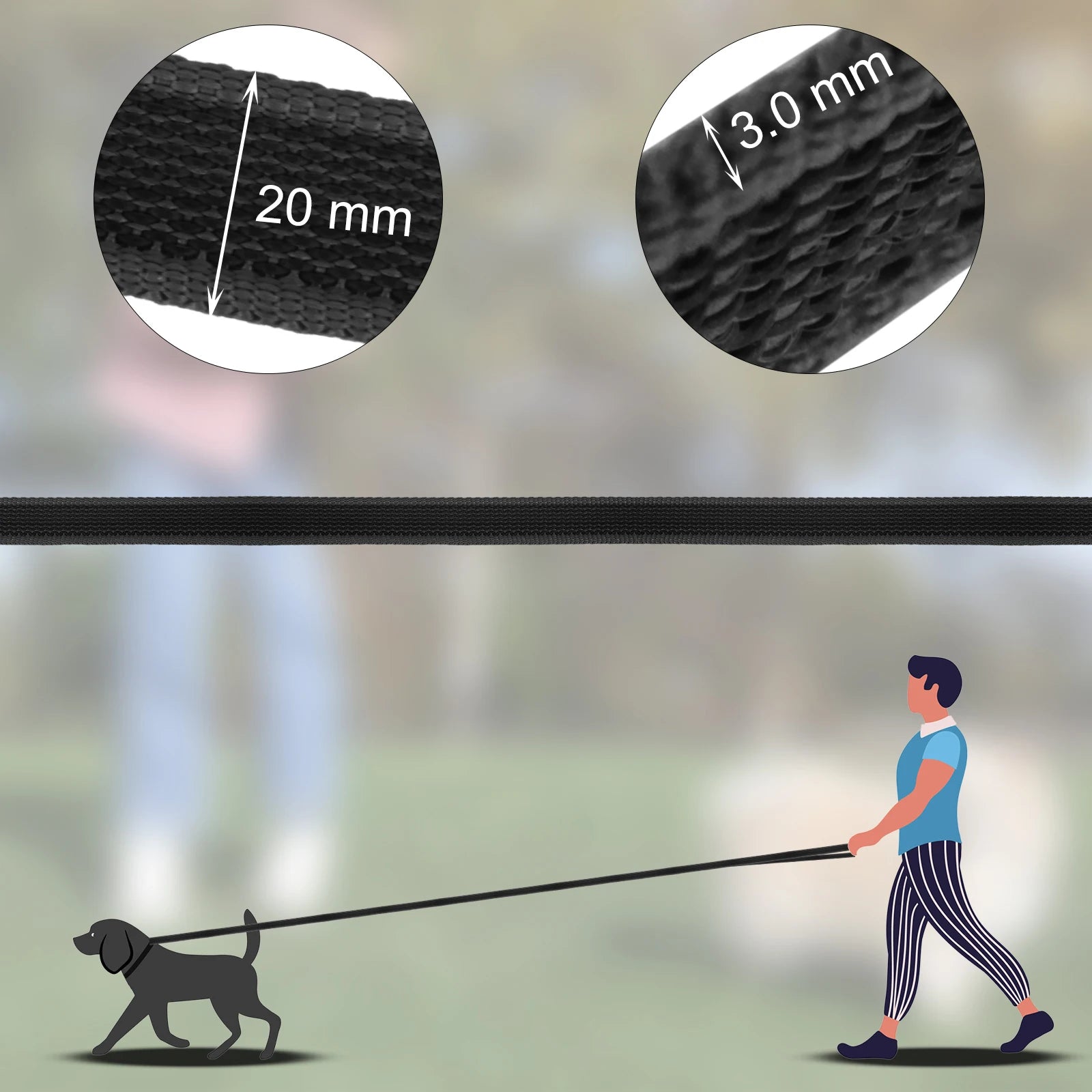 adjustable dog training leash 20mm wide 3.0mm thick durable long leash for medium and large dogs