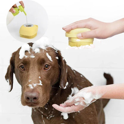 silicone dog bath massage gloves for gentle pet washing and shampoo dispensing brush for dogs and cats