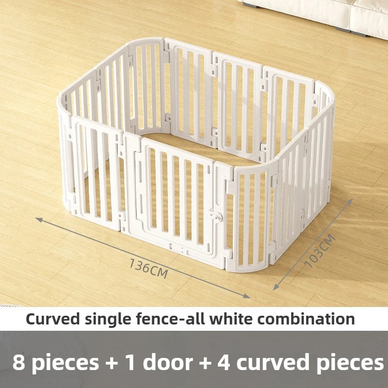 Indoor Household Pet Fence Waterproof Dog Fence Large Dog Protective Fence Free Combination Large Space Pet Isolation Fences - Curved white design