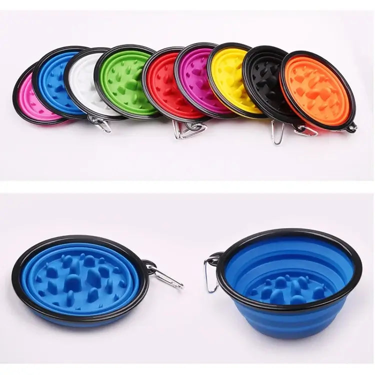 foldable slow feeder bowl for dogs and cats portable anti-choking pet bowl for travel and outdoor use