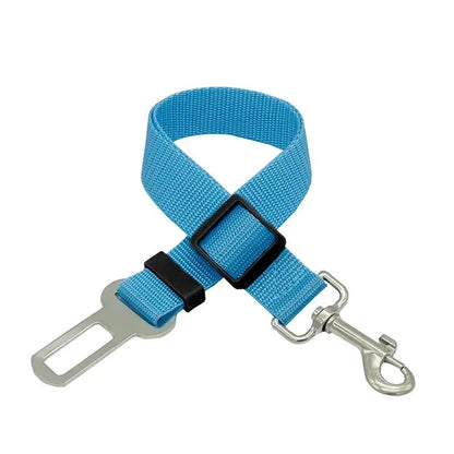blue dog car seat belt nylon safety harness leash with adjustable buckle and metal clip for puppy travel