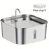 7L stainless steel dog water fountain with filter chip x3, quiet automatic indoor pet drinker for dogs