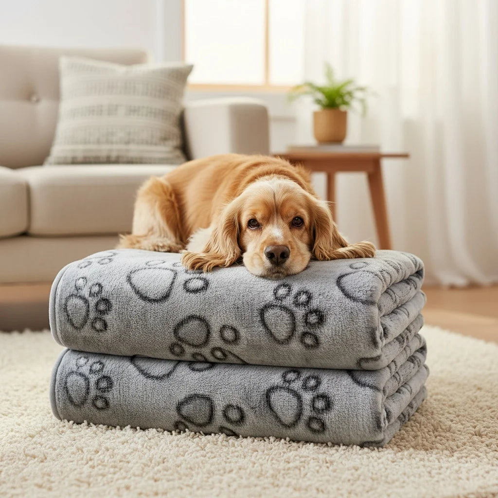 Soft Flannel Pet Blanket for Dogs Cats Plush Mat Dog Paw Print for Cats Dog  High Quality Dog Blanket Pet Mat Warm Dog Supplies