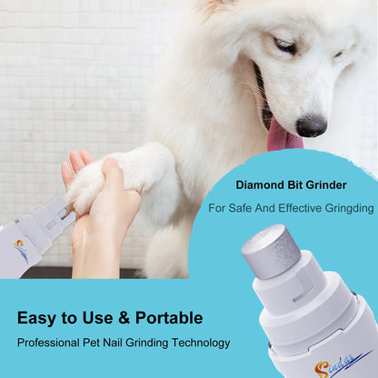 usb rechargeable dog nail grinder for safe, quiet, painless pet nail trimming with diamond bit grinder for dogs