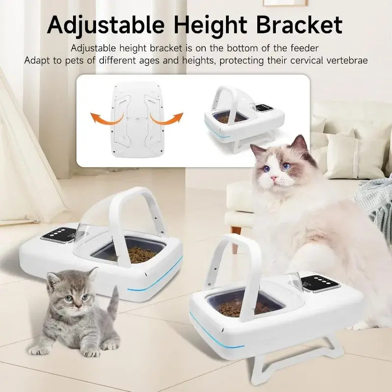 microchip pet feeder with adjustable height bracket for cats and medium-sized dogs, anti-food grab control