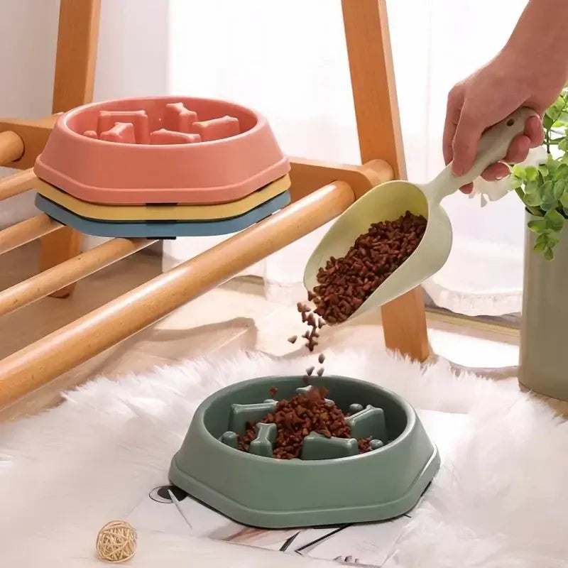anti-choking slow feeder bowl for dogs and cats, maze design to slow eating and support healthy digestion