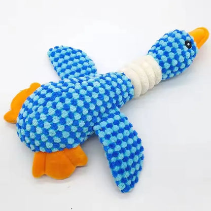 indestructible pet chew toy for aggressive chewers blue plush duck squeaky dog toy for training and soothing pets
