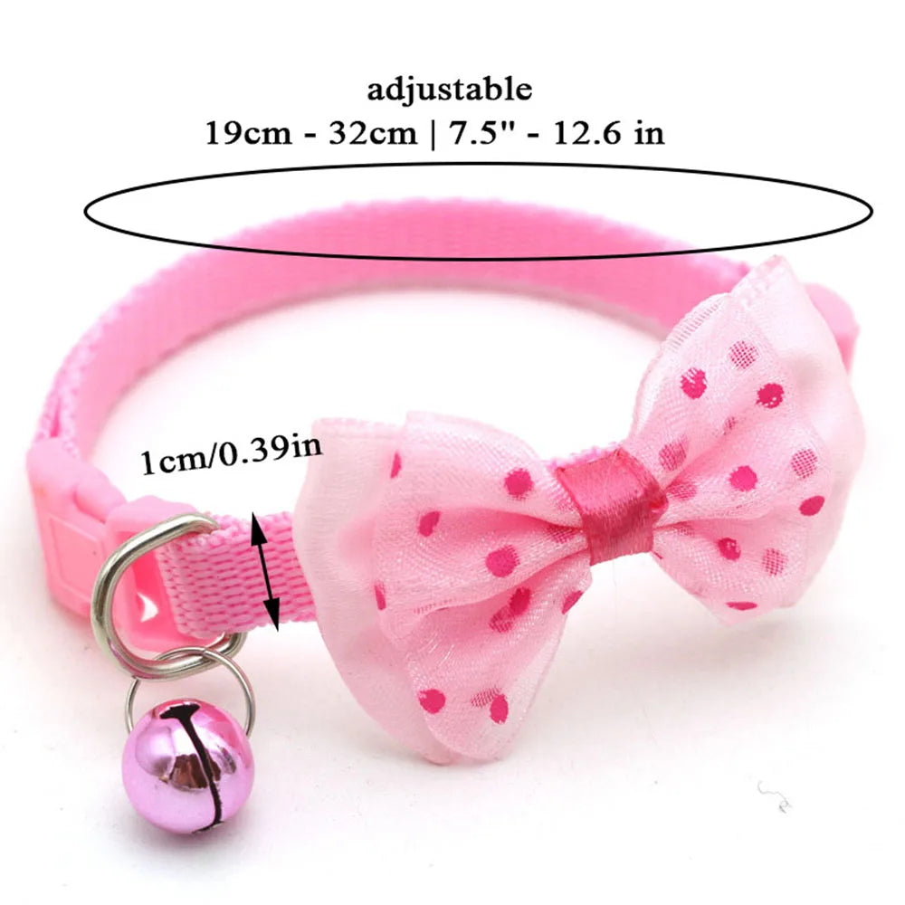 durable cotton rope dog chew toy pink adjustable pet collar with bow and bell for small dogs