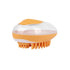 Orange shampoo dispenser dog bath brush with soft silicone bristles, portable 2-in-1 pet grooming and massage comb