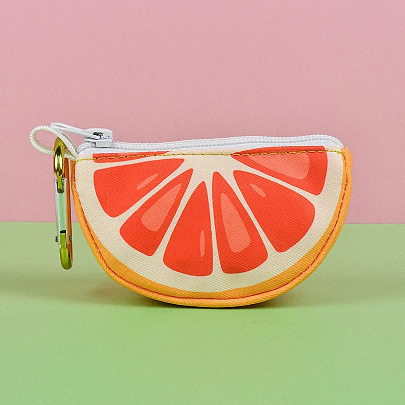 Grapefruit print dog poop bag holder dispenser with zipper pouch, abstract pet waste bag dispenser, no leash attachment