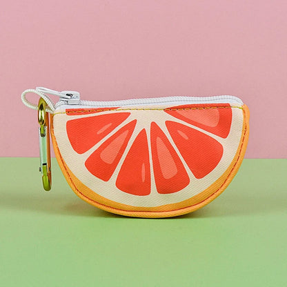 Grapefruit print dog poop bag holder dispenser with zipper pouch, abstract pet waste bag dispenser, no leash attachment