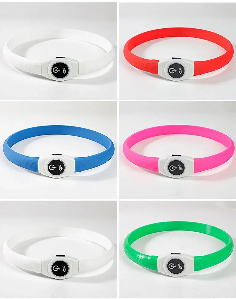 LED dog collar, waterproof USB rechargeable illuminated dog safety collar in multiple colors for large, medium and small dogs