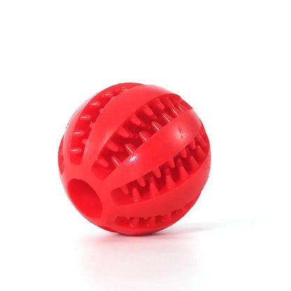natural rubber dog chew toy red 5cm bite-resistant ball for tooth cleaning and dental plaque reduction