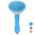 Blue self-cleaning pet hair removal brush fine-needle comb for dogs and cats with automatic grooming function