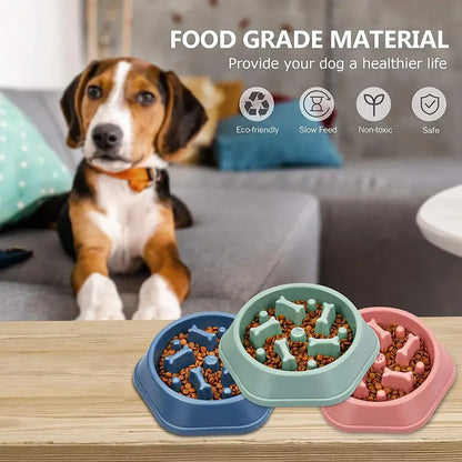 slow feeder dog bowl for small dogs, food grade durable anti-gulping pet bowl set