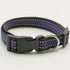 Purple reflective dog collar, adjustable 1.5x24-40cm nylon striped pet collar for dogs and cats