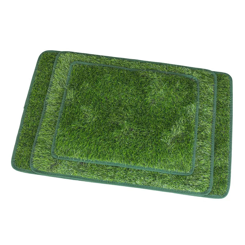 Set of artificial grass dog potty pads in varying sizes, for indoor pet training