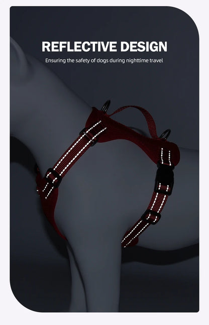 reflective dog harness and leash set, reflective design for safe nighttime walking for small and medium dogs