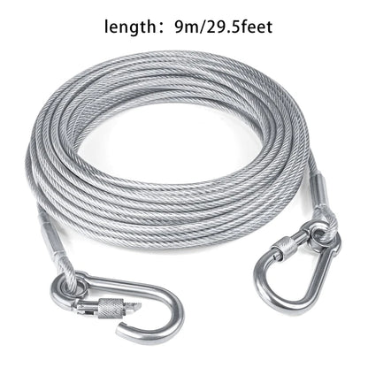 Dog Tie Out Cable,4.6m/9m/15m Dog Leash, Yard Walking Leash, Wire Dog Leash with Premium Clip for Dogs Under 250 lbs