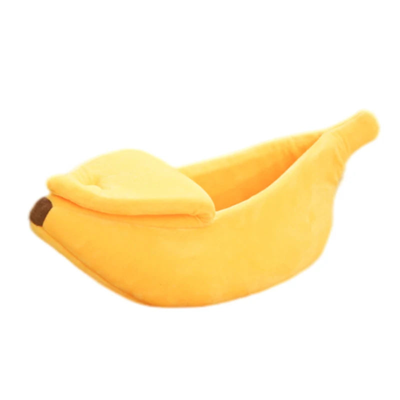 banana cat bed yellow plush cozy pet basket for small cats kittens durable portable warm cat mat