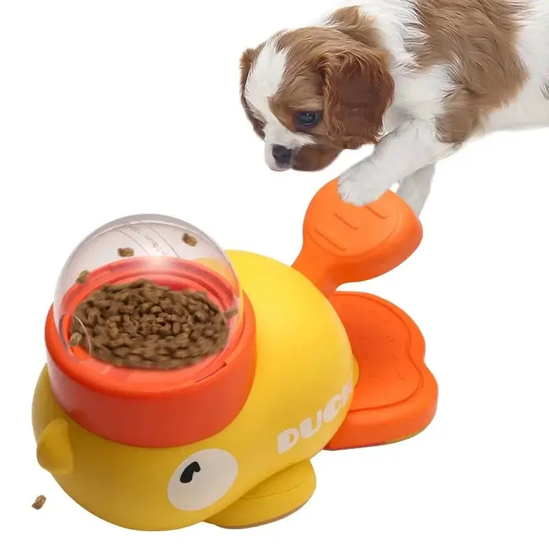 automatic cat treat dispenser interactive pet snack feeder for cats and dogs, chew toy for training