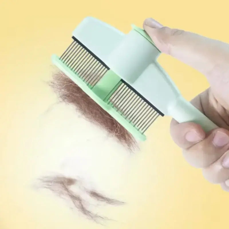 pet deshedding brush removing loose cat and dog hair for a shiny, healthy coat
