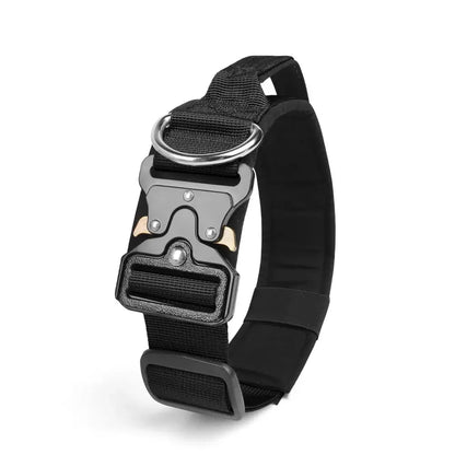 tactical dog collar for medium to large dogs black padded buckle collar ships from China Mainland for training and control