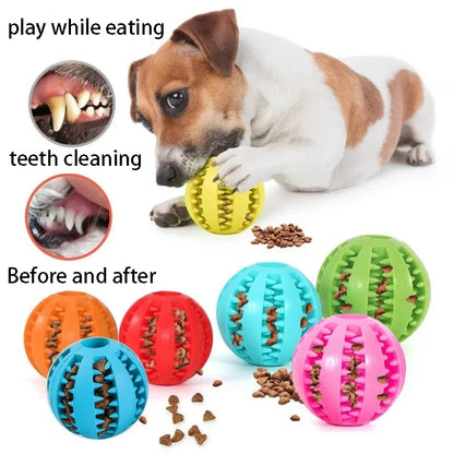 natural rubber dog chew toy for teeth cleaning, treat ball, extra-tough interactive ball for dogs