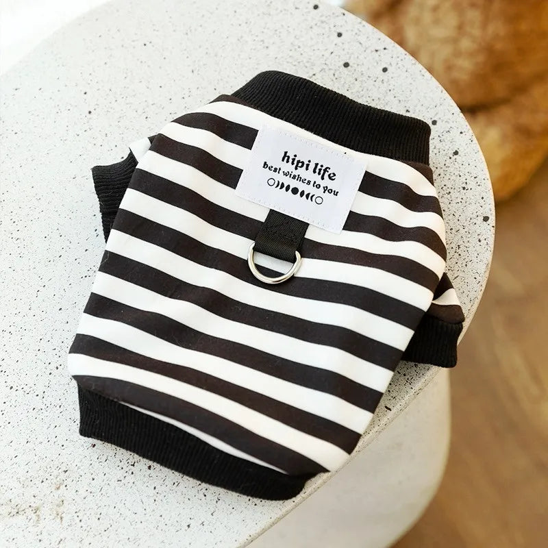 Fashion Pet Dog Clothes for Small Dogs Winter Warm Dog Striped Hoodies Cute Puppy Pullover Soft Cat Sweatshirt Chihuahua Clothes