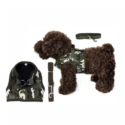 small dog harness leash set camouflage army vest and leash for puppies, cats, and small pets