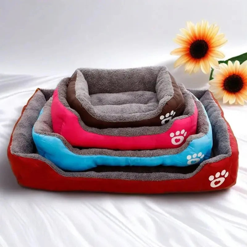 calming plush dog bed for small dogs, deep soft pet cushion with breathable corduroy and paw print design
