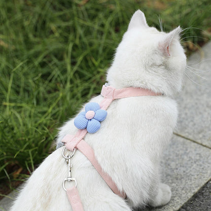 adjustable small dog harness leash set pink breathable halter harness for puppy cat walking