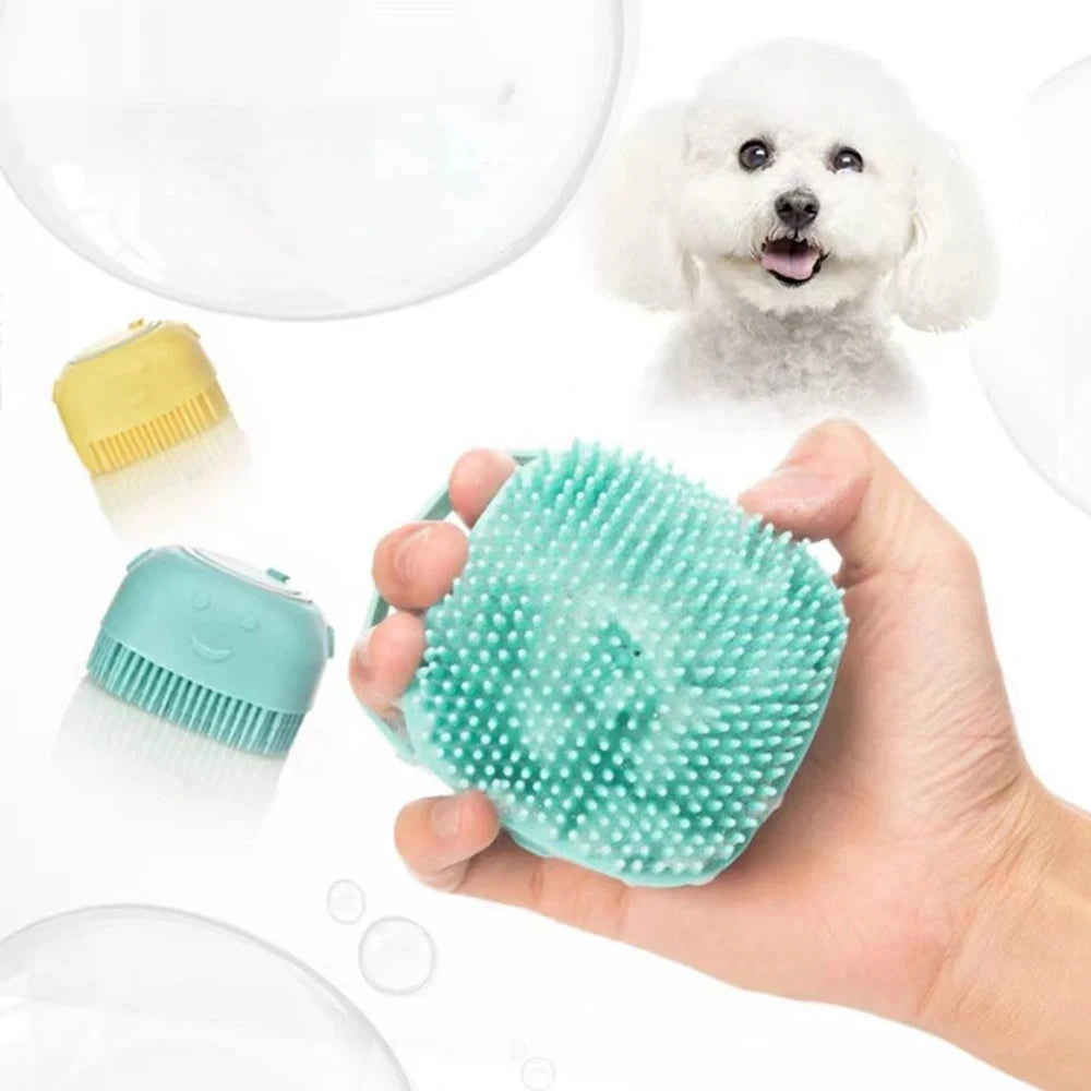 silicone pet bath massage gloves for dogs and cats, soft bath brush comb for gentle cleaning and grooming