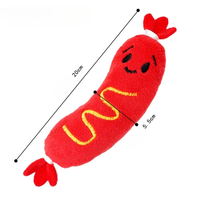 squeaky plush dog chew toy red hot dog plush chew toy, 20cm bite-resistant interactive pet toy