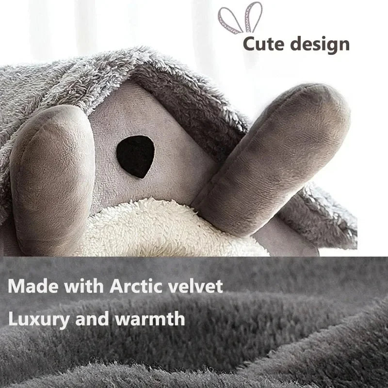Indoor warm dog house soft plush pet bed tent with Arctic velvet, removable washable cushion, cute design for small dogs