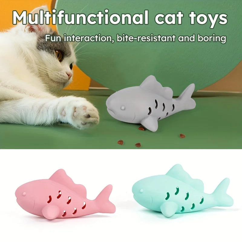 interactive chew toy for small pets - bite-resistant cat and dog fish toy for hiding food and grinding teeth