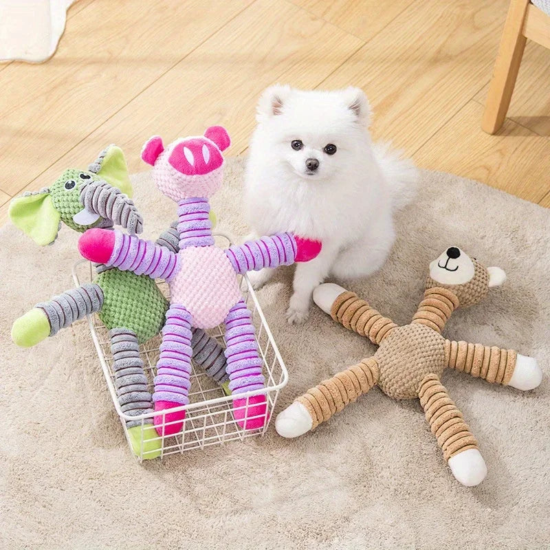 plush dog chew toy for small and medium dogs, soft stuffed animal teething toy for interactive play and anxiety relief