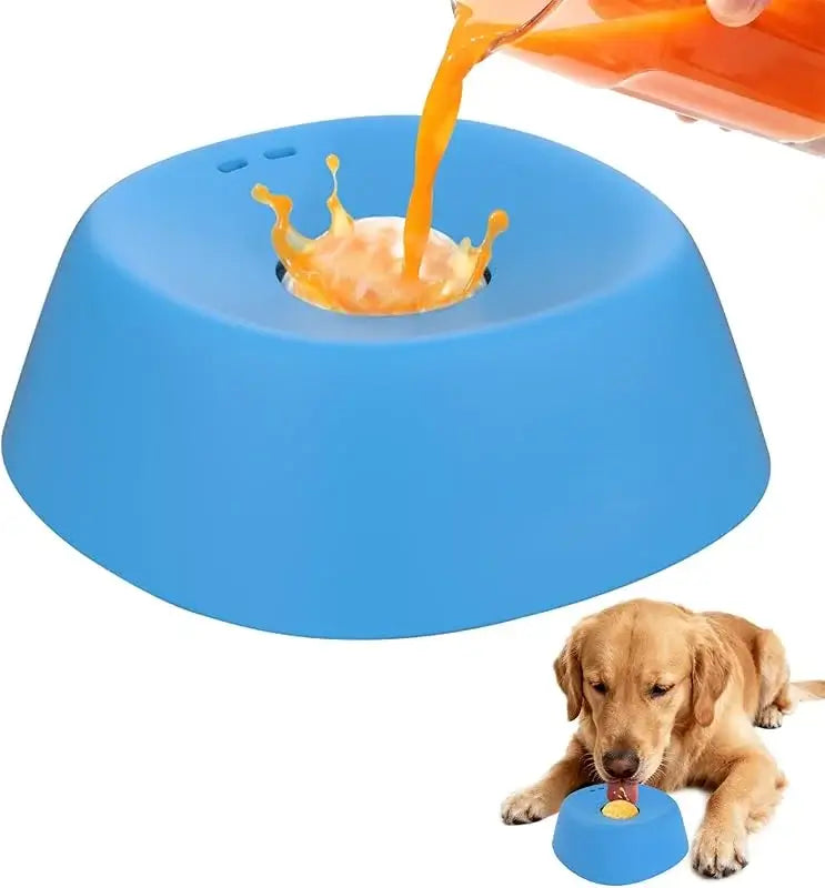 Blue slow feeder dog bowl, anti-choking non-slip 3/4 cup lick toy for liquid treats, bone broth, ice cream, yogurt