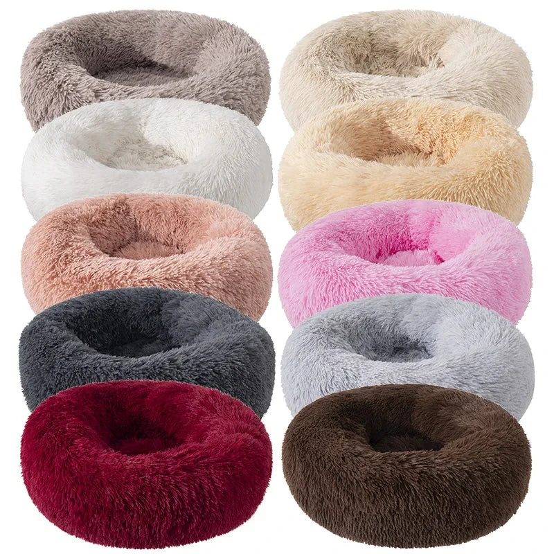 washable plush donut cat bed cozy round pet bed in multiple colors for winter comfort